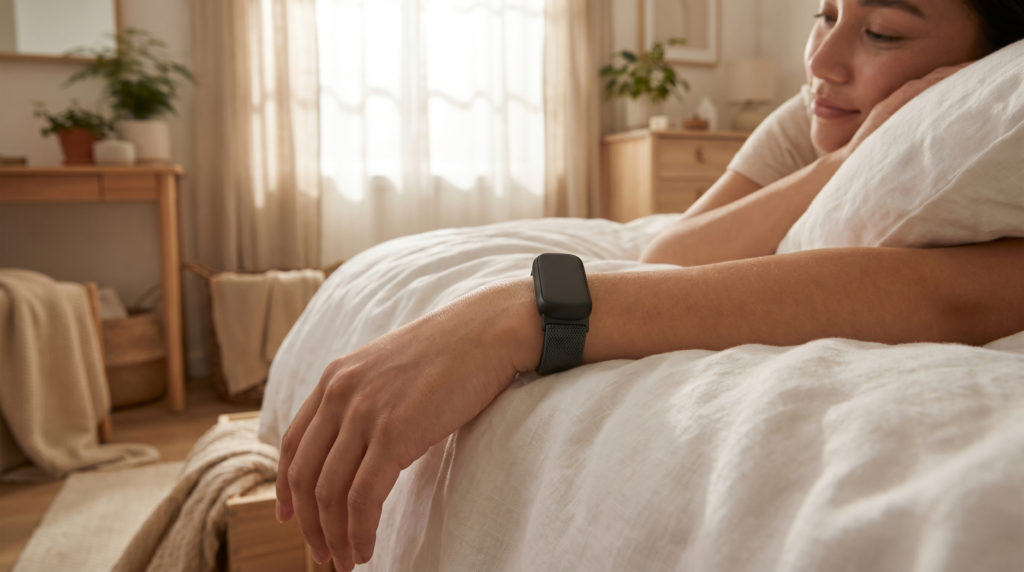 Person sleeping wearing the Hume recovery band